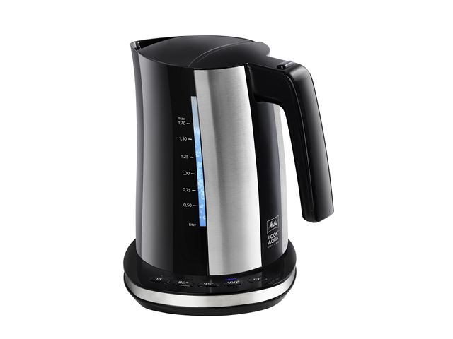 Bollitore Melitta Look Aqua BVB Fan Edition, 1,7 L, 2400W, Nero, Illuminazione LED, Anticalcare